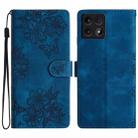 For Xiaomi 14T Cherry Blossom Butterfly Skin Feel Embossed PU Phone Case(Blue) - 1