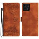 For Xiaomi 14T Cherry Blossom Butterfly Skin Feel Embossed PU Phone Case(Brown) - 1