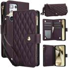 For Samsung Galaxy S24 Ultra 5G YM016 Rhombic Zipper Card Wallet Leather Phone Case with Lanyard(Dark Purple) - 1