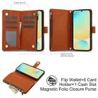 For Samsung Galaxy S24 FE 5G YM016 Rhombic Zipper Card Wallet Leather Phone Case with Lanyard(Brown) - 2