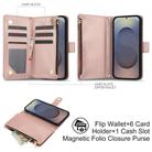 For Samsung Galaxy S25 Ultra 5G YM016 Rhombic Zipper Card Wallet Leather Phone Case with Lanyard(Rose Gold) - 2