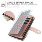 For Samsung Galaxy S25 Ultra 5G YM016 Rhombic Zipper Card Wallet Leather Phone Case with Lanyard(Rose Gold) - 3