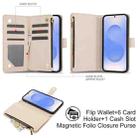 For Samsung Galaxy S25+ / S24+ 5G YM016 Rhombic Zipper Card Wallet Leather Phone Case with Lanyard(Apricot) - 2