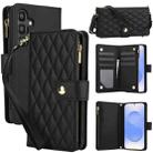 For Samsung Galaxy S25+ / S24+ 5G YM016 Rhombic Zipper Card Wallet Leather Phone Case with Lanyard(Black) - 1
