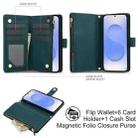 For Samsung Galaxy S25+ / S24+ 5G YM016 Rhombic Zipper Card Wallet Leather Phone Case with Lanyard(Green) - 2