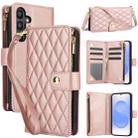 For Samsung Galaxy S25+ / S24+ 5G YM016 Rhombic Zipper Card Wallet Leather Phone Case with Lanyard(Rose Gold) - 1