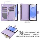 For Samsung Galaxy S25+ / S24+ 5G YM016 Rhombic Zipper Card Wallet Leather Phone Case with Lanyard(Light Purple) - 2