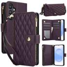 For Samsung Galaxy S25+ / S24+ 5G YM016 Rhombic Zipper Card Wallet Leather Phone Case with Lanyard(Dark Purple) - 1