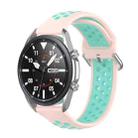 For Galaxy Watch 3 41mm Silicone Two-color Watch Band, Size: Free Size 20mm(Light Pink Teal) - 1