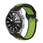 For Galaxy Watch 3 41mm Silicone Two-color Watch Band, Size: Free Size 20mm(Black Lime) - 1