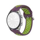 For Galaxy Watch 3 41mm Silicone Two-color Watch Band, Size: Free Size 20mm(Purple Lime) - 1
