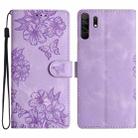 For Xiaomi Redmi 9 Cherry Blossom Butterfly Skin Feel Embossed PU Phone Case(Purple) - 1