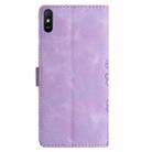 For Xiaomi Redmi 9A Cherry Blossom Butterfly Skin Feel Embossed PU Phone Case(Purple) - 3