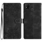 For Xiaomi Redmi 9C Cherry Blossom Butterfly Skin Feel Embossed PU Phone Case(Black) - 1