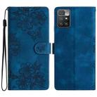 For Xiaomi Redmi 10 Cherry Blossom Butterfly Skin Feel Embossed PU Phone Case(Blue) - 1