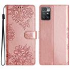 For Xiaomi Redmi 10 Cherry Blossom Butterfly Skin Feel Embossed PU Phone Case(Rose Gold) - 1