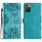 For Xiaomi Redmi 10 2022 Cherry Blossom Butterfly Skin Feel Embossed PU Phone Case(Green) - 1