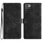 For Xiaomi Redmi 10 2022 Cherry Blossom Butterfly Skin Feel Embossed PU Phone Case(Black) - 1