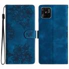 For Xiaomi Redmi 10C Cherry Blossom Butterfly Skin Feel Embossed PU Phone Case(Blue) - 1