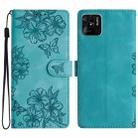 For Xiaomi Redmi 10C Cherry Blossom Butterfly Skin Feel Embossed PU Phone Case(Green) - 1