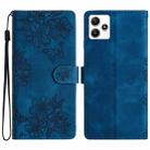 For Xiaomi Redmi 12 Cherry Blossom Butterfly Skin Feel Embossed PU Phone Case(Blue) - 1