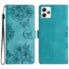 For Xiaomi Redmi 12 Cherry Blossom Butterfly Skin Feel Embossed PU Phone Case(Green) - 1