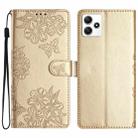 For Xiaomi Redmi 12 Cherry Blossom Butterfly Skin Feel Embossed PU Phone Case(Gold) - 1