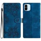 For Xiaomi Redmi A1 Cherry Blossom Butterfly Skin Feel Embossed PU Phone Case(Blue) - 1