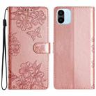 For Xiaomi Redmi A1 Cherry Blossom Butterfly Skin Feel Embossed PU Phone Case(Rose Gold) - 1