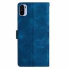 For Xiaomi Redmi K40 / K40 Pro Cherry Blossom Butterfly Skin Feel Embossed PU Phone Case(Blue) - 3