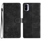 For Xiaomi Redmi K40 / K40 Pro Cherry Blossom Butterfly Skin Feel Embossed PU Phone Case(Black) - 1