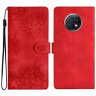 For Xiaomi Redmi Note 9 5G / Note 9T Cherry Blossom Butterfly Skin Feel Embossed PU Phone Case(Red) - 1