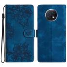 For Xiaomi Redmi Note 9 5G / Note 9T Cherry Blossom Butterfly Skin Feel Embossed PU Phone Case(Blue) - 1
