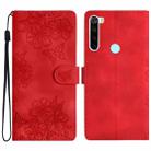 For Xiaomi Redmi Note 8T Cherry Blossom Butterfly Skin Feel Embossed PU Phone Case(Red) - 1