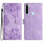 For Xiaomi Redmi Note 8T Cherry Blossom Butterfly Skin Feel Embossed PU Phone Case(Purple) - 1