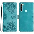 For Xiaomi Redmi Note 8T Cherry Blossom Butterfly Skin Feel Embossed PU Phone Case(Green) - 1