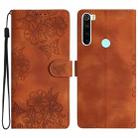 For Xiaomi Redmi Note 8T Cherry Blossom Butterfly Skin Feel Embossed PU Phone Case(Brown) - 1