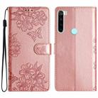 For Xiaomi Redmi Note 8T Cherry Blossom Butterfly Skin Feel Embossed PU Phone Case(Rose Gold) - 1