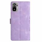 For Xiaomi Redmi Note 10S Cherry Blossom Butterfly Skin Feel Embossed PU Phone Case(Purple) - 3