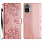 For Xiaomi Redmi Note 10S Cherry Blossom Butterfly Skin Feel Embossed PU Phone Case(Rose Gold) - 1