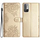 For Xiaomi Redmi Note 10 5G Cherry Blossom Butterfly Skin Feel Embossed PU Phone Case(Gold) - 1