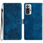 For Xiaomi Redmi Note 10 Pro Cherry Blossom Butterfly Skin Feel Embossed PU Phone Case(Blue) - 1
