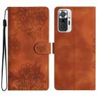 For Xiaomi Redmi Note 10 Pro Cherry Blossom Butterfly Skin Feel Embossed PU Phone Case(Brown) - 1