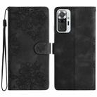 For Xiaomi Redmi Note 10 Pro Cherry Blossom Butterfly Skin Feel Embossed PU Phone Case(Black) - 1