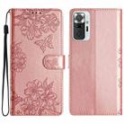 For Xiaomi Redmi Note 10 Pro Cherry Blossom Butterfly Skin Feel Embossed PU Phone Case(Rose Gold) - 1