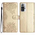For Xiaomi Redmi Note 10 Pro Max Cherry Blossom Butterfly Skin Feel Embossed PU Phone Case(Gold) - 1