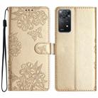 For Xiaomi Redmi Note 11 4G Global Cherry Blossom Butterfly Skin Feel Embossed PU Phone Case(Gold) - 1