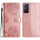 For Xiaomi Redmi Note 11 4G Global Cherry Blossom Butterfly Skin Feel Embossed PU Phone Case(Rose Gold) - 1