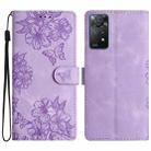 For Xiaomi Redmi Note 11S 4G Cherry Blossom Butterfly Skin Feel Embossed PU Phone Case(Purple) - 1