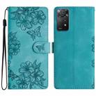 For Xiaomi Redmi Note 11S 4G Cherry Blossom Butterfly Skin Feel Embossed PU Phone Case(Green) - 1